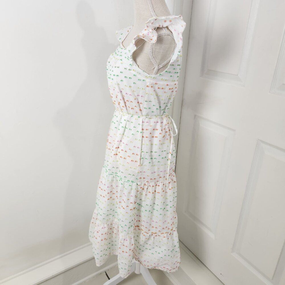 Draper James Dress Womens XS White Clip Dot Flowy Tiered Boho Cottage Prairie - Picture 5 of 16